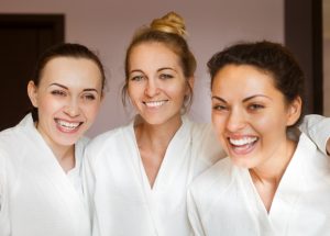 Pamper party friends enjoying spa day